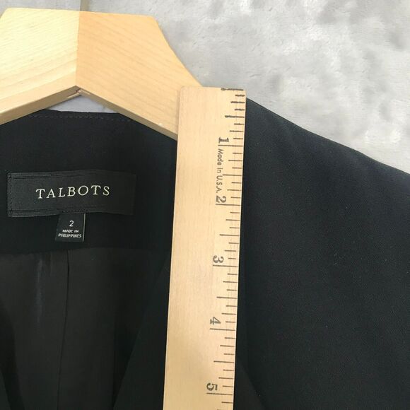 Talbots Blazer Womens 2 Black Crepe Single Button Closure Modern Lapel Career - Picture 10 of 11